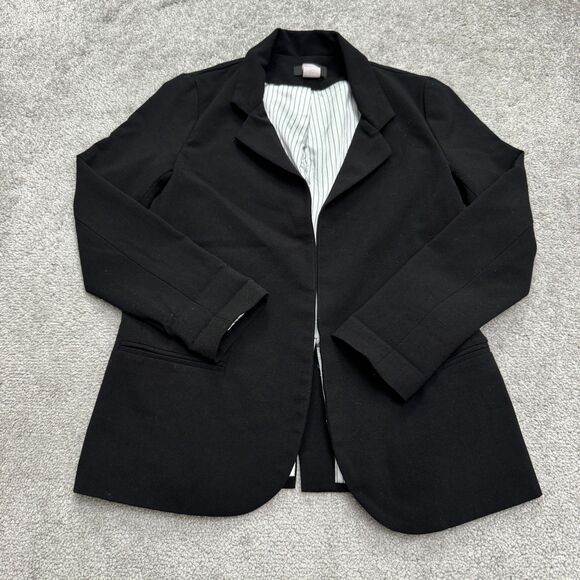 Aqua By Bloomingdale's Open Front Blazer jacket Womens XS Black Striped Lined - Picture 1 of 11